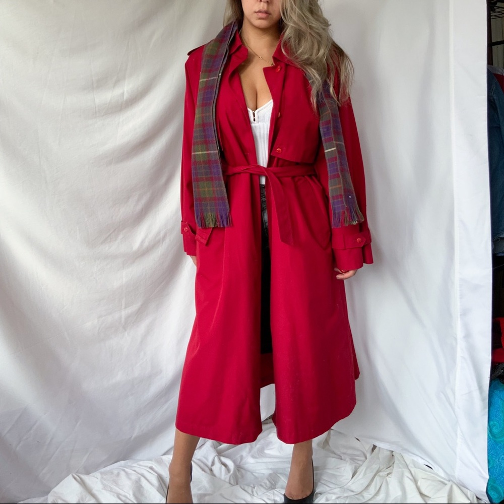 Vintage Red vintage flannel trench coat
